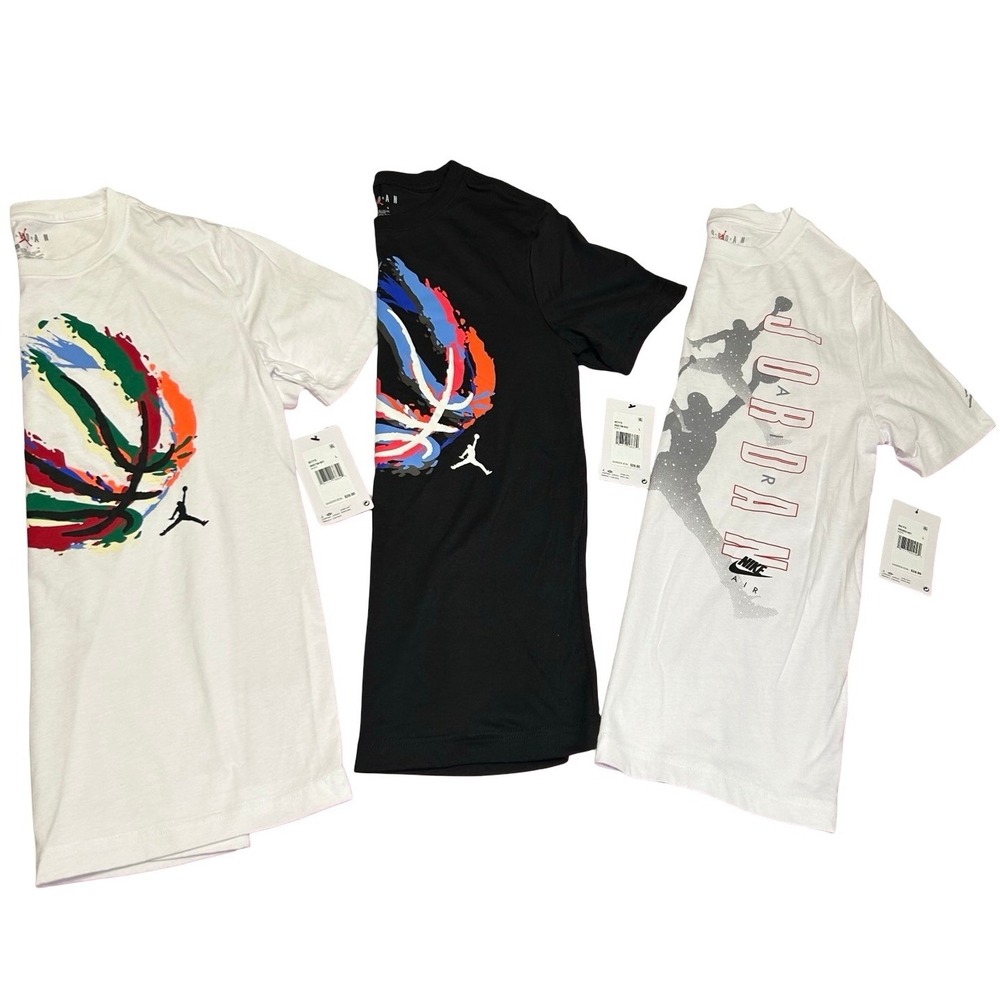 Jordan Graphic Jumpman Logo Regular Fit T-Shirt Black/White Sz L NWT 3 Pack